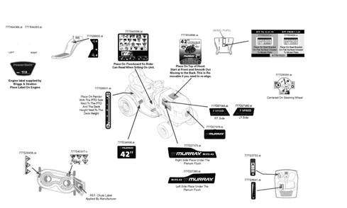 Label Map Diagram and Parts List for M175-42 (13BN77SS058)(2020) Murray Lawn Tractor