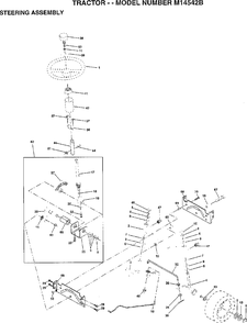 Steering Assembly Diagram and Parts List for M14542B 1997 Murray Lawn Tractor