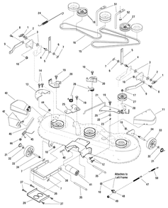 46-Inch Mower Deck - Clutch And Support Diagram and Parts List for MT24460 (7800564)(2009) Murray Lawn Tractor