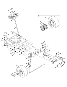 Front End Steering Diagram and Parts List for M125-38 2012 Murray Lawn Tractor