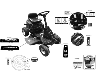Label Map Diagram and Parts List for 13DC26JD058 2020 Murray Lawn Tractor