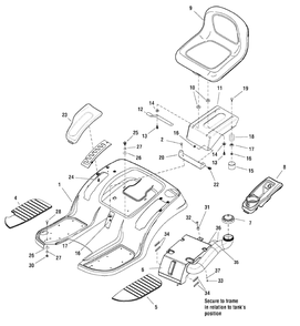 Seat Deck And Fuel Tank Group Diagram and Parts List for LT150RDFR (2690891)(2010) Murray Lawn Tractor