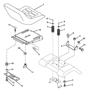 Seat Assembly Diagram and Parts List for 425014X92E (960140001-00)(2005) Murray Lawn Tractor