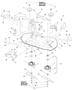 42-Inch Mower Deck - Housing, Arbors And Blade Diagram and Parts List for MT175420 (7800562)(2009) Murray Lawn Tractor