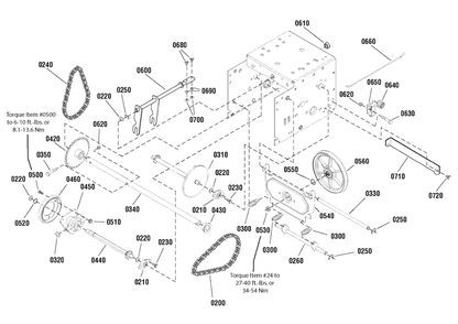 Traction Drive Group - Standard Diagram and Parts List for 11527ES (1696029)(2011) Murray Snow Blower