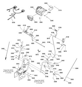 Handles And Controls Group Diagram and Parts List for 1150-27 (1695722)(2009) Murray Snow Blower