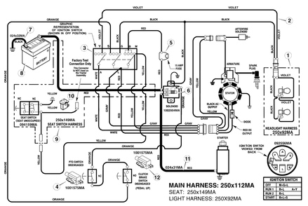 Electrical System Diagram and Parts List for 465307X51 (7800283)(2008) Murray Lawn Tractor