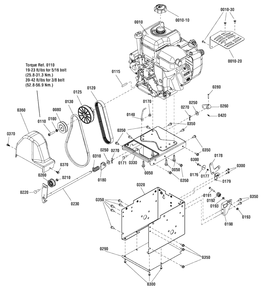 Engine And Frame Group Diagram and Parts List for 16533ES (1696031)(2011) Murray Snow Blower