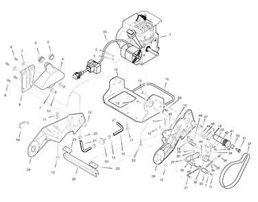 Engine And Frame Assembly Diagram and Parts List for 525-21 (1695538)(2009) Murray Snow Blower