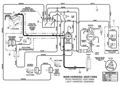 Electrical System Diagram and Parts List for 405021X51 (7800279)(2008) Murray Lawn Tractor