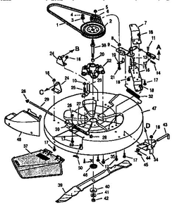 Mulcher Mower Housing Diagram and Parts List for 403343  Murray Lawn Tractor Accessories