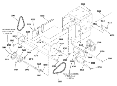 Traction Drive Group Diagram and Parts List for 900-27 (1695719)(2009) Murray Snow Blower