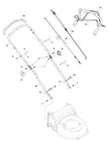 Handles Group Diagram and Parts List for EQ700X (2691476-01)(2018) Murray Lawn Mower