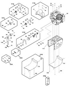 Engine And Frame Group Diagram and Parts List for S1024ES 1696937-02 Murray Snow Blower