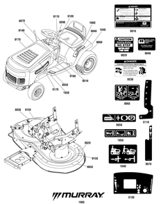 Decal Group (2691226decals) Diagram and Parts List for MT155420H (2691227)(2014) Murray Lawn Tractor