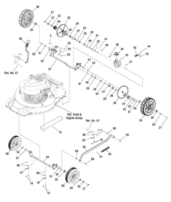 Drive Group Diagram and Parts List for MXUA19675EX (881636)(2012) Murray Lawn Mower