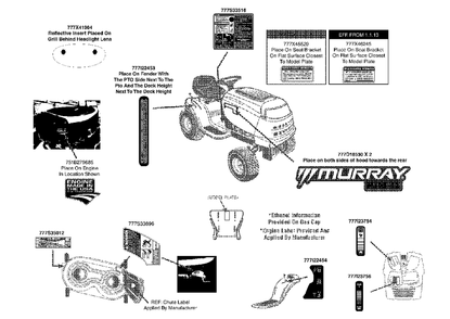 Label Map 13ao785s058 Diagram and Parts List for 13AO785S058 2013 Murray Lawn Tractor