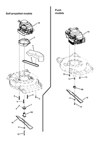 Engine, Blade And Front Cover Diagram and Parts List for MP22675FC (7800683)(2010) Murray Lawn Mower