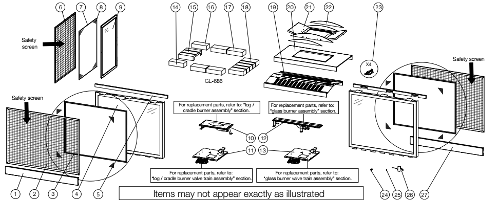 Section_1 Diagram and Parts List for BHD4PFCN  Napoleon Fireplace & Insert
