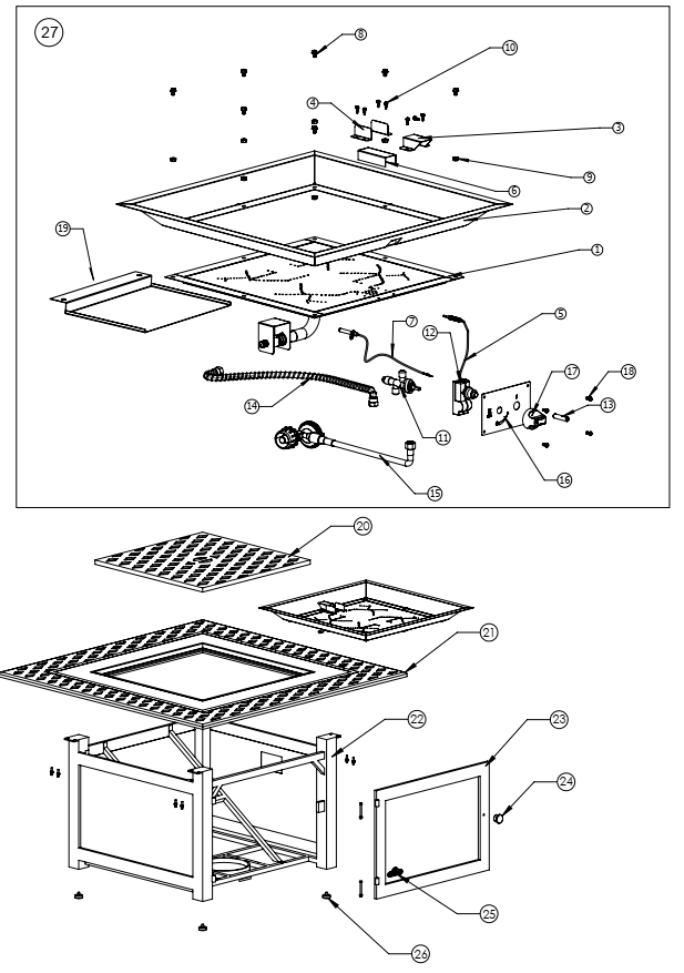 Section_1 Diagram and Parts List for KENS2-BZ-1  Napoleon Outdoor Heater