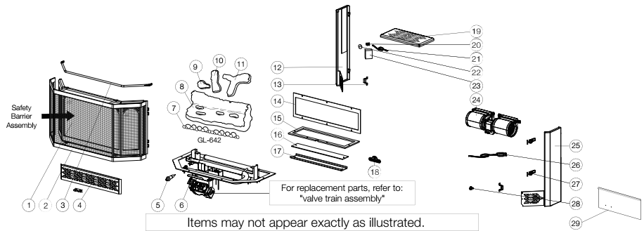 Section_1 Diagram and Parts List for GDS50-1NSB  Napoleon Heating Stove