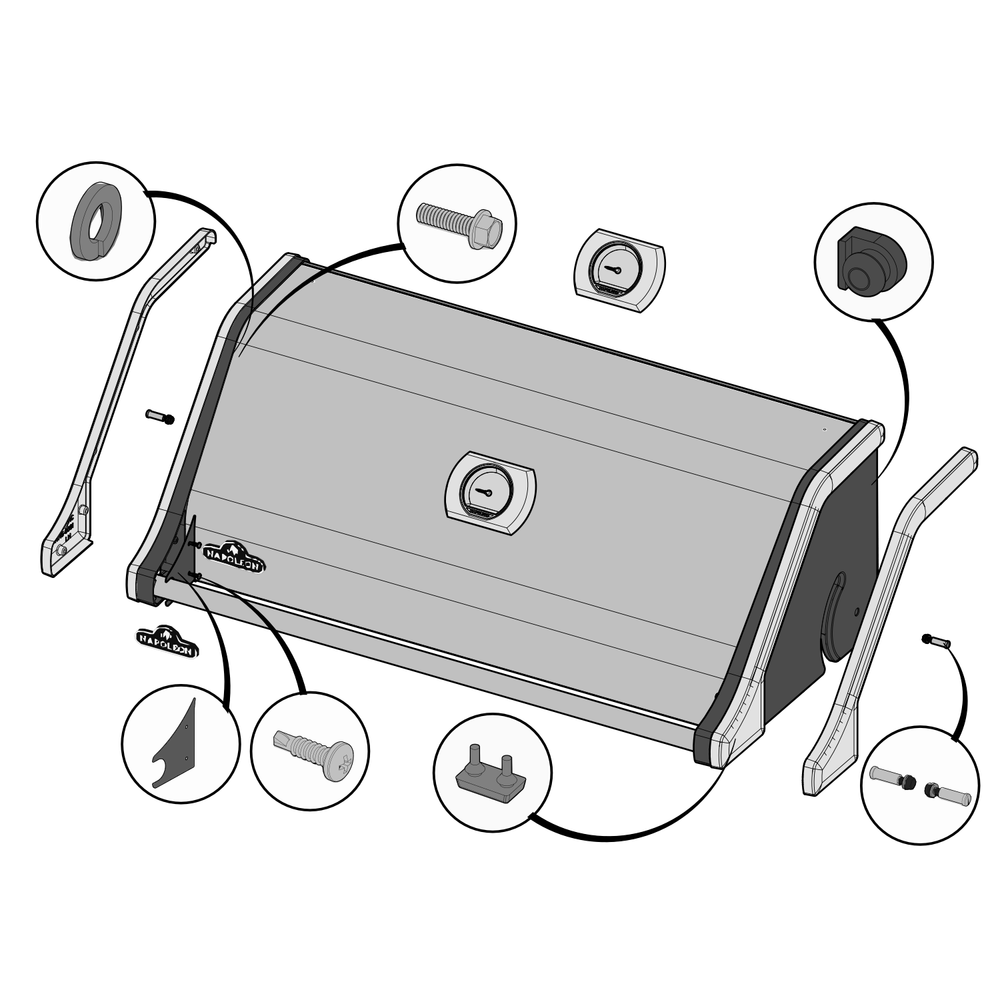 Lid Diagram and Parts List for BIPRO665RBPSS-3  Napoleon Built-In Cooking