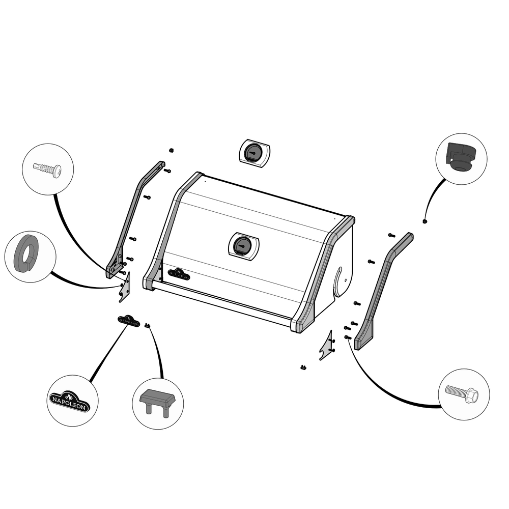 Lid Diagram and Parts List for BIPRO500RBPSS-3  Napoleon Built-In Cooking