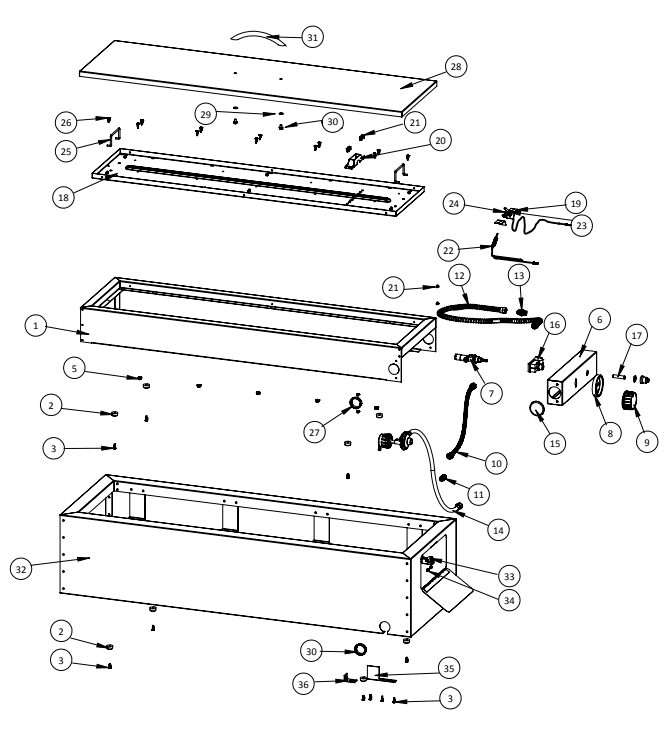Section_1 Diagram and Parts List for GPFL48  Napoleon Outdoor Heater