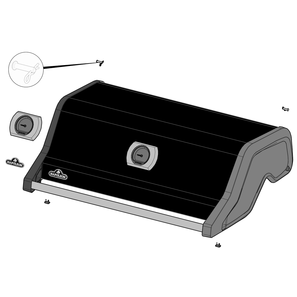 Lid Diagram and Parts List for RXT625SIBNK-1  Napoleon Built-In Cooking