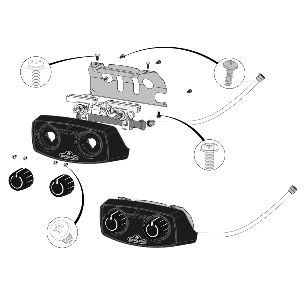 Control Panel Diagram and Parts List for TQ285-BL-1  Napoleon Built-In Cooking