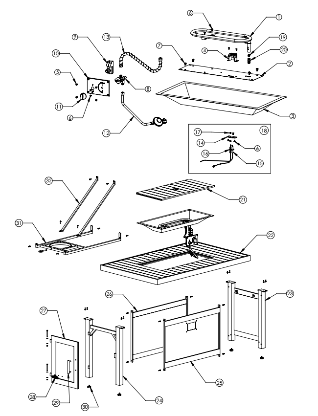 Section_1 Diagram and Parts List for HAMP1-GY  Napoleon Outdoor Heater