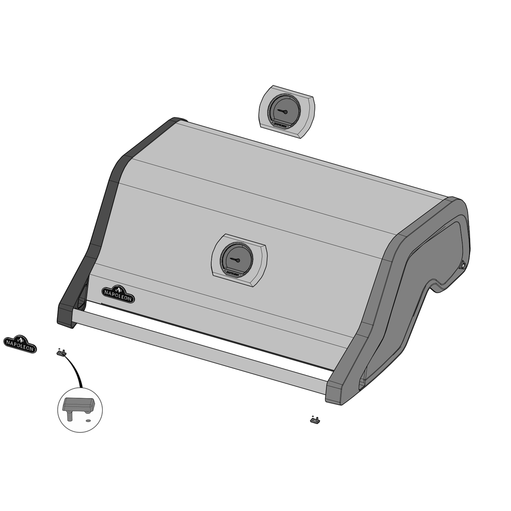 Lid Diagram and Parts List for RXT525SIBNSS-1  Napoleon Built-In Cooking