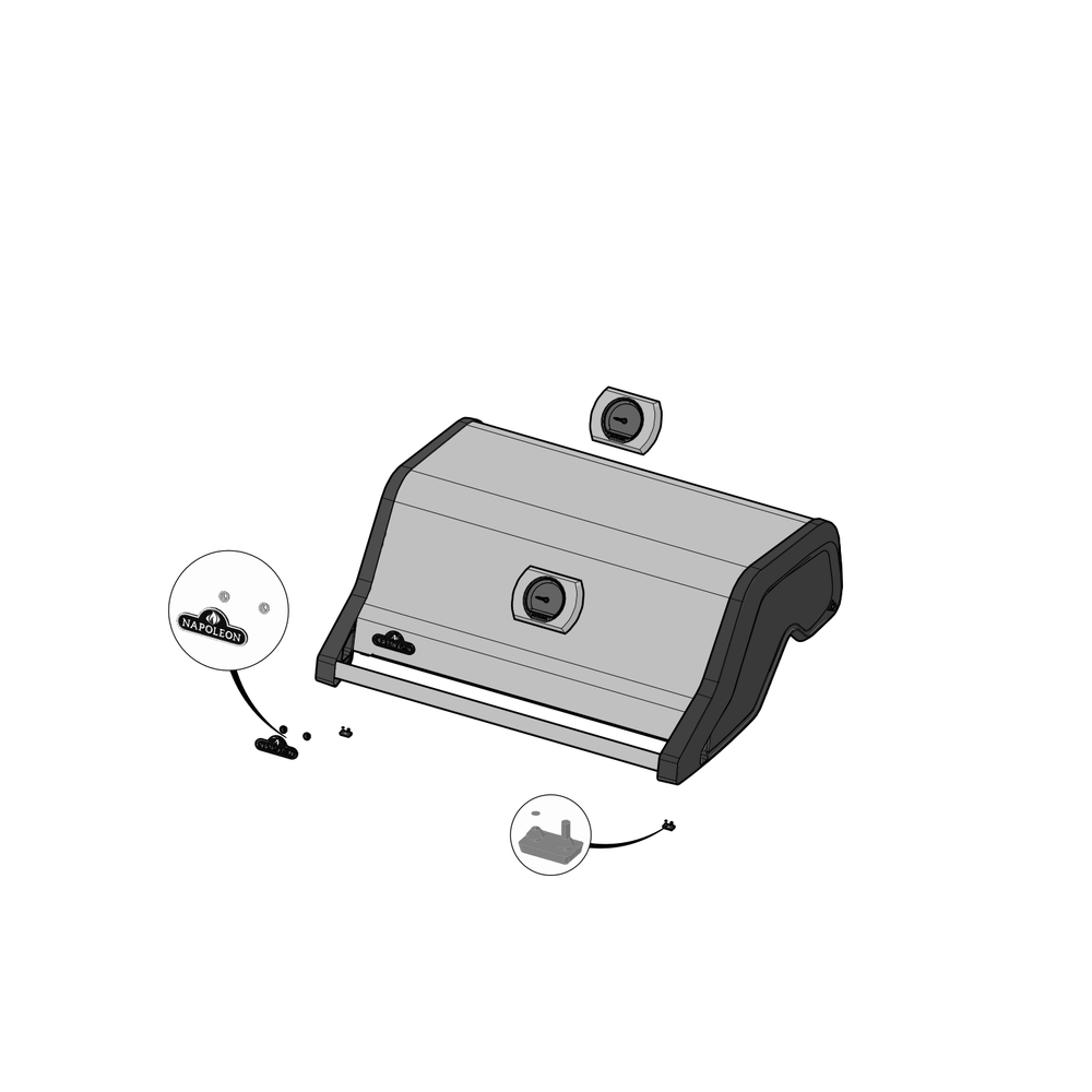 Lid Diagram and Parts List for RSE525RSIBPSS-1  Napoleon Built-In Cooking