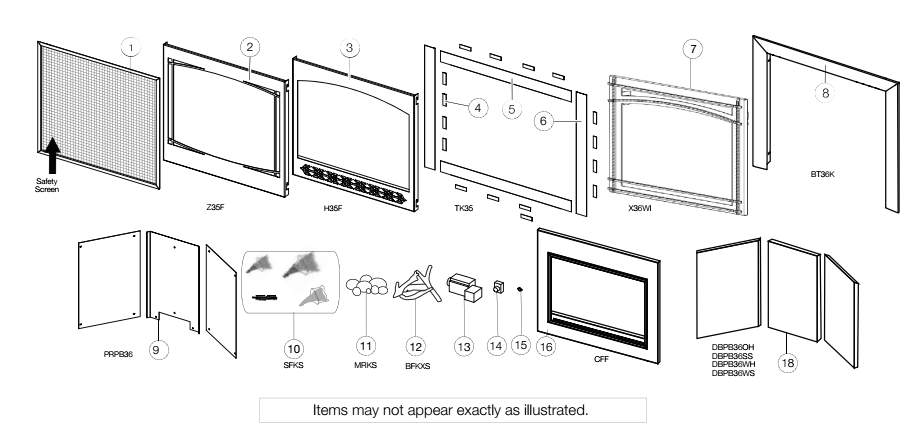 Section_4 Diagram and Parts List for B36PTRE-1  Napoleon Fireplace & Insert