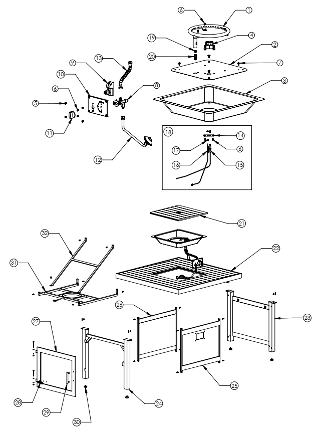 Section_1 Diagram and Parts List for HAMP2-GY  Napoleon Outdoor Heater