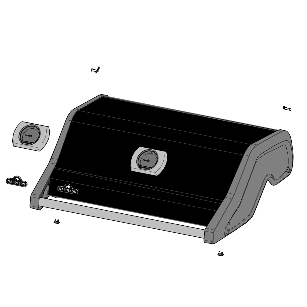 Lid Diagram and Parts List for R525PK-1  Napoleon Built-In Cooking