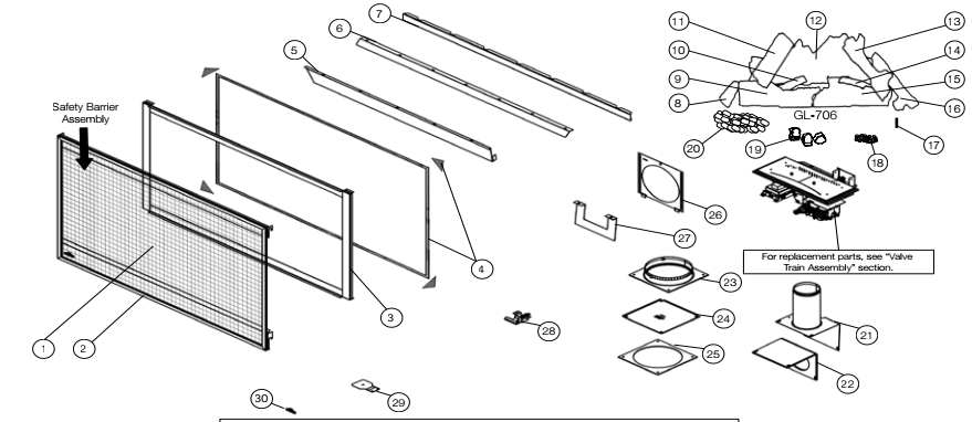 Section_1 Diagram and Parts List for B46NTRE  Napoleon Fireplace & Insert