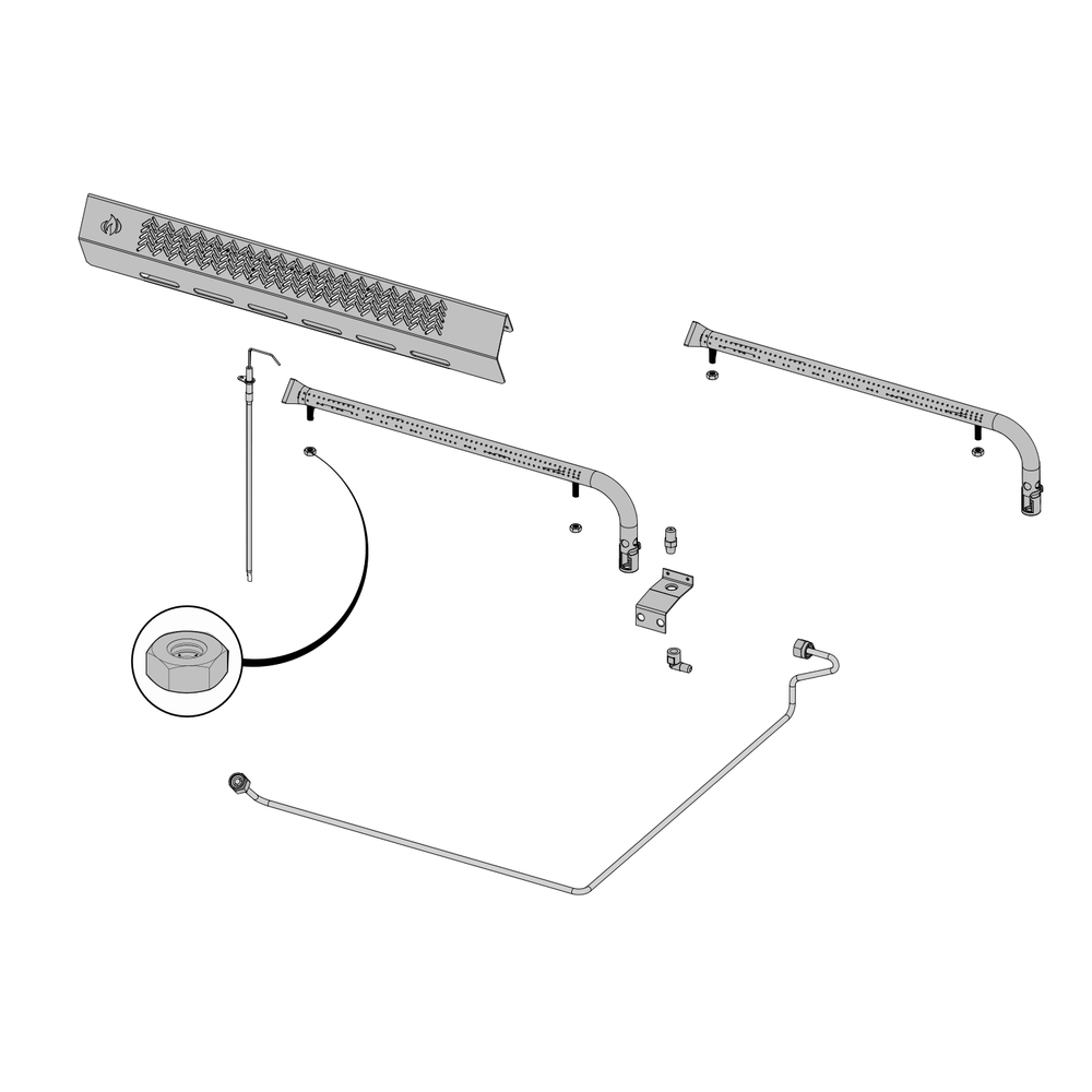 Rear Burner Diagram and Parts List for PRO825RSBIPSS-3  Napoleon Built-In Cooking
