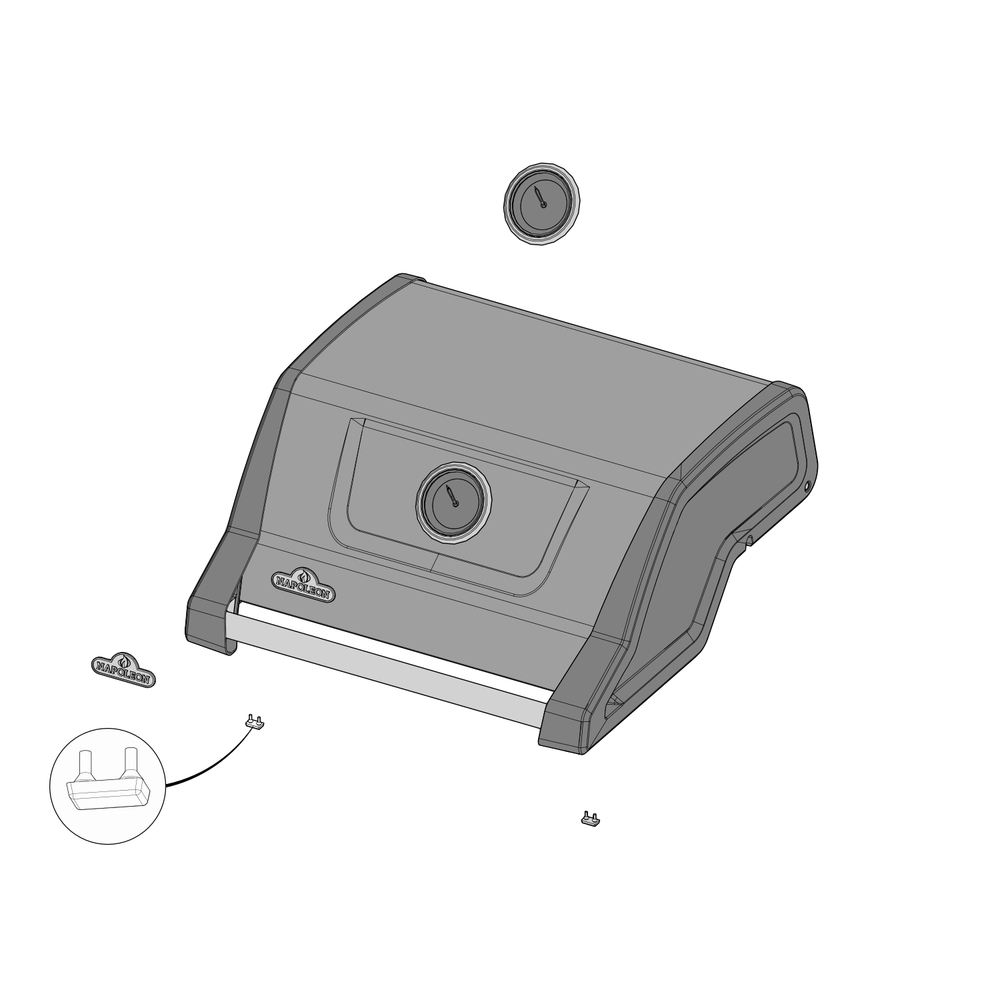 Lid Diagram and Parts List for F365DNGT  Napoleon Built-In Cooking