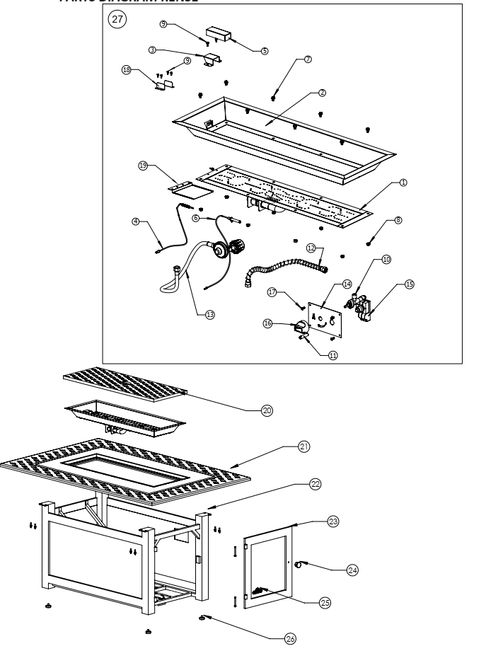 Section_1 Diagram and Parts List for KENS1-BZ-1  Napoleon Outdoor Heater