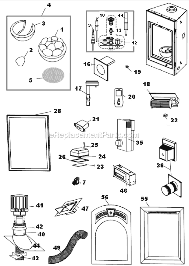Page A Diagram and Parts List for GD82PT-T  Napoleon Heating Stove