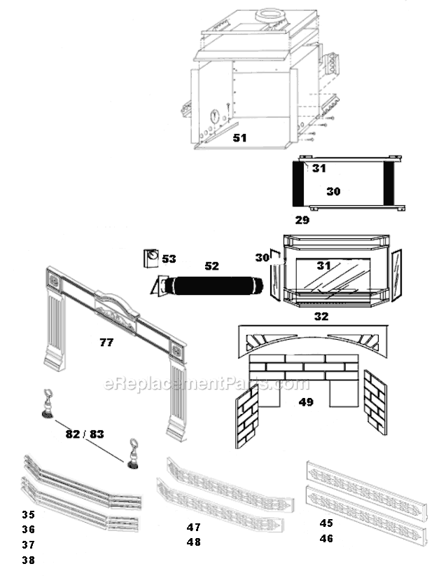 Page B Diagram and Parts List for GI3016-N  Napoleon Heating Stove