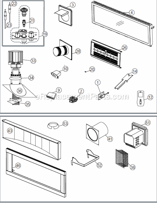 Page A Diagram and Parts List for LHD50P  Napoleon Heating Stove