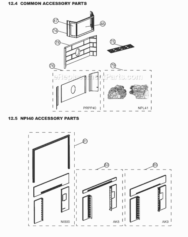 Page D Diagram and Parts List for NPI40  Napoleon Heating Stove