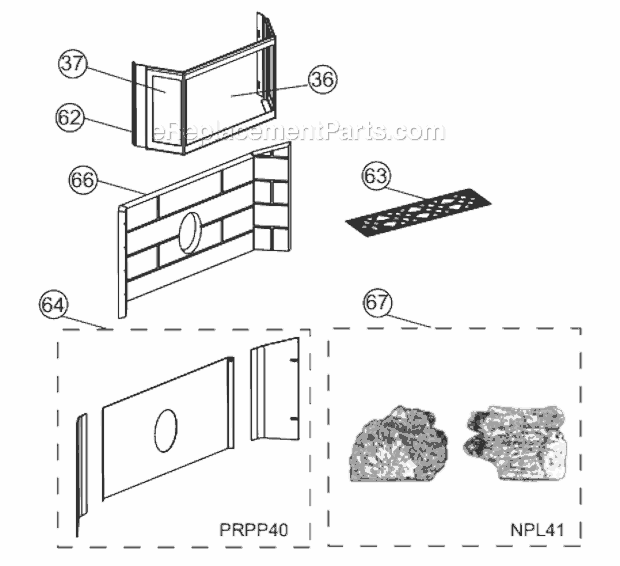 Page C Diagram and Parts List for NPI45  Napoleon Heating Stove
