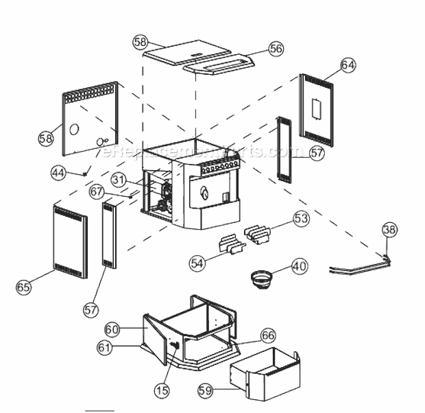 Page B Diagram and Parts List for NPS40  Napoleon Heating Stove