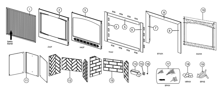 Section_4 Diagram and Parts List for B42NTR  Napoleon Fireplace & Insert