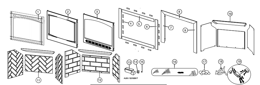 Part Location Diagram of W010-3273-SER Napoleon Heritage Front Assembly (H42f)