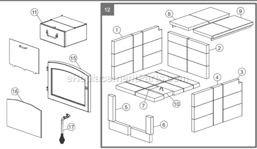 Part Location Diagram of W090-0018 Napoleon Brick - # 8