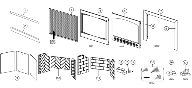 Section_4 Diagram and Parts List for B46NTRE  Napoleon Fireplace & Insert